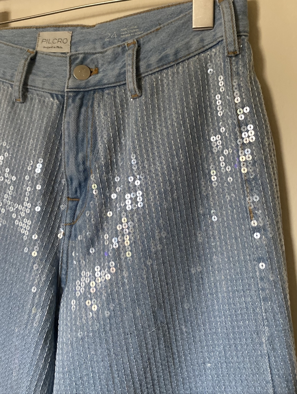 PILCRO By Anthropologie | Sequin High-Rise Wide Leg Jeans - Picture 11 of 16